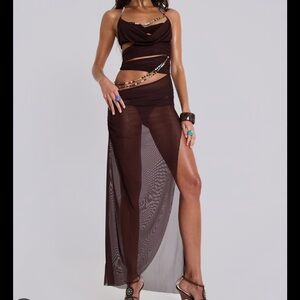 Arlea Draped Maxi Dress With Beaded Trim